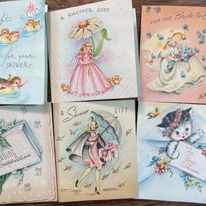 Lot of Kitsch Shower Cards and Wedding Cards